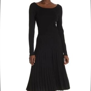 Tory Burch Florence Softly Pleated Midi Bateau Neck Dress LARGE BNWT